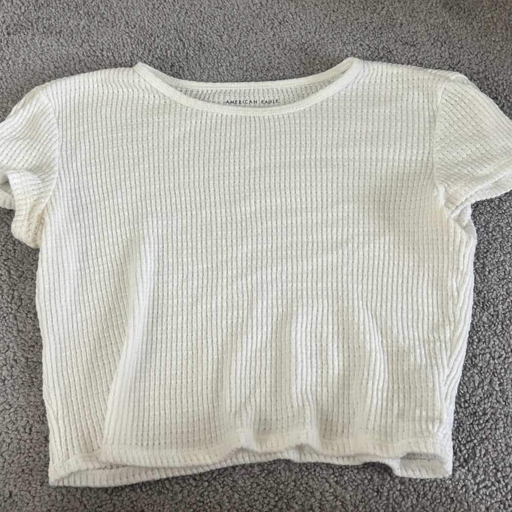 American Eagle white waffle shirt